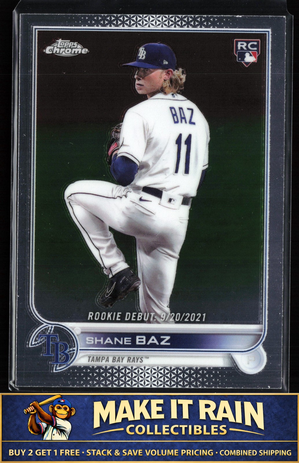 Shane Baz 2022 Topps Chrome Update #USC175 Tampa Bay Rays Rookie RC