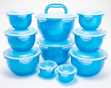 LocknLock Nestable Tulip Food Container Bowls w/ Lids 10-Pc K99920 ELECTRIC BLUE