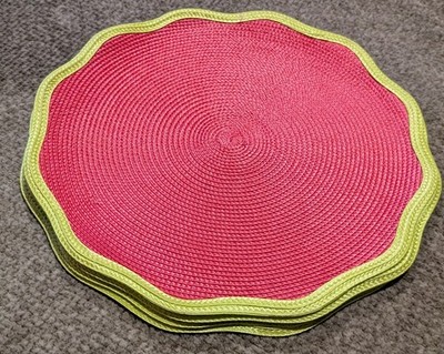 Set of 4, Ritz 15'' Placemats Pink & Green 100% Polypropylene New With Tags