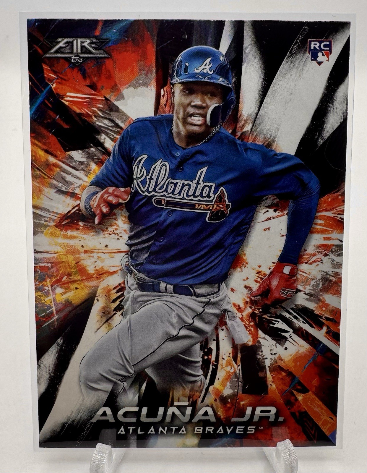 2018 Topps Fire Ronald Acuna Jr Ronald Acuna #109 Rookie