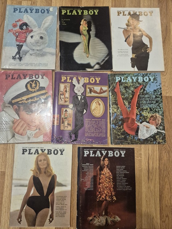 Playboy Magazine 1966-68 Lot Of 8 All Centerfolds Intact