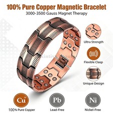100 Copper Magnetic Bracelet for Men Strength Magnets Adjustable  Sizing Tool