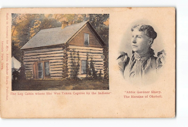 Okoboji Iowa IA Postcard 1901-1907 The Log Cabin Where She Was Taken Captive