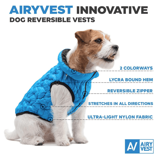 Dog Winter Coat L Size Chest 28 In Blue Black Lightweight Reversible Warm Vest - Picture 3 of 6