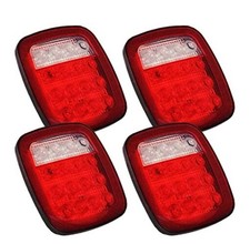 4 PCS 16 LED Universal Tail Lights, 12V Stop Tail Turn Signal Backup 4 Pack