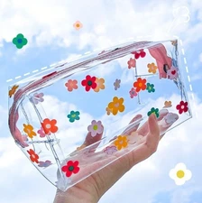 1pc Transparent Zipper Makeup Storage Bag – Travel Cosmetic & Waterproof Pencil