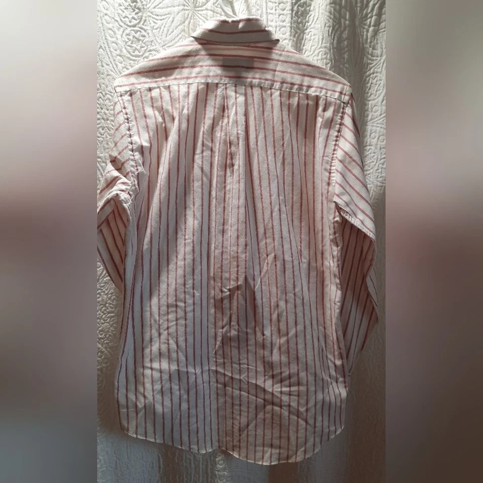 Camisa Ralph Lauren Chaps Para Hombre 14.5 Blanca Roja Rayas Preppy Western De Colección Foto 4 de 4
