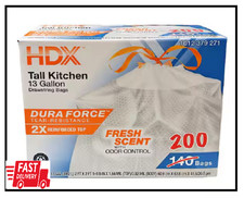 13 Gallon Reinforced Top Drawstring Fresh Scented Tall Kitchen Trash Bags with 2