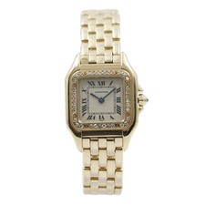 Cartier Panthère 128000M 18k Yellow Gold 22mm White Dial with Diamond Bezel