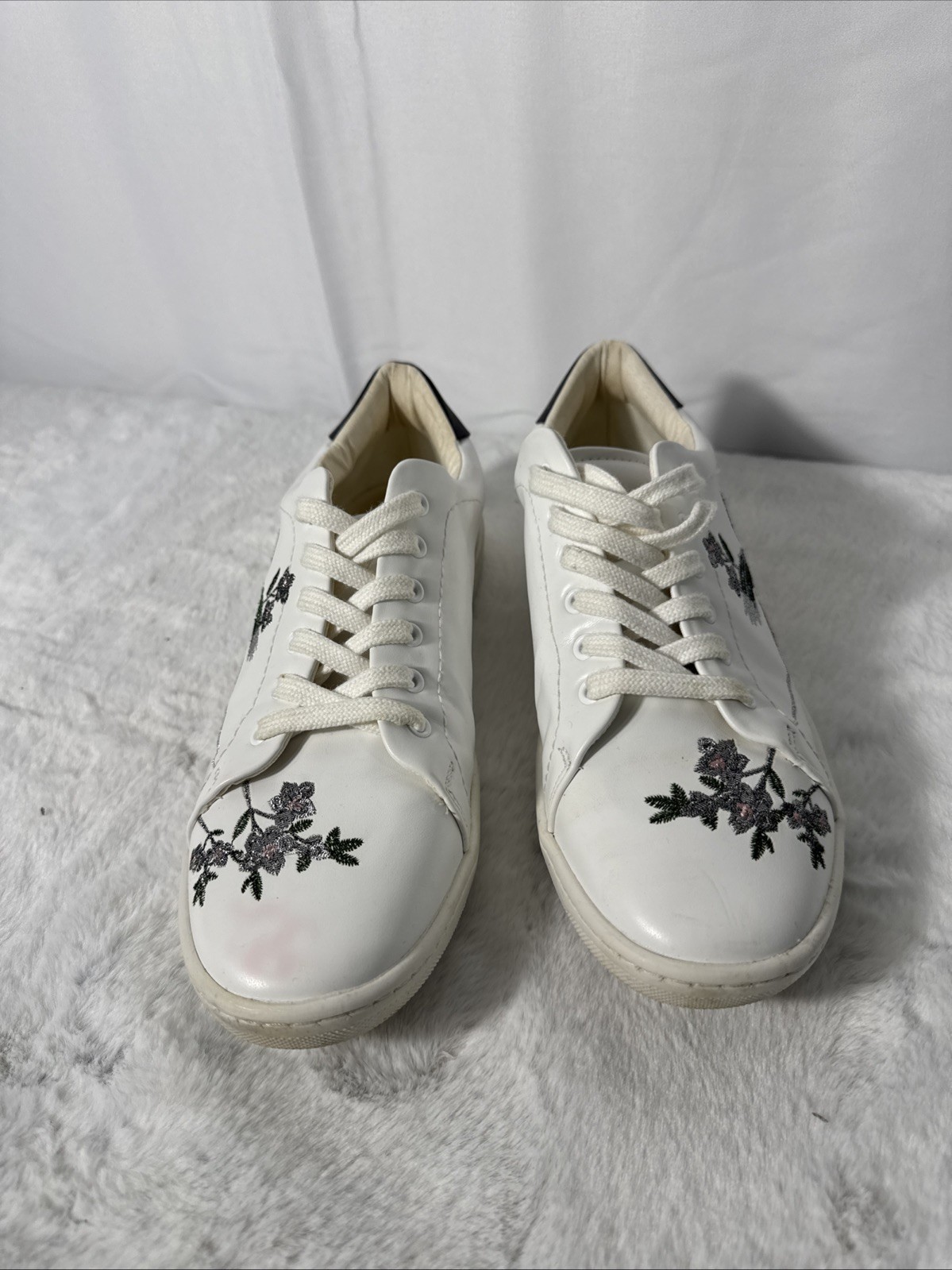 Zara Basic Collection White  Embroidered Sneakers… - image 1