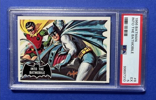 1966 Topps Batman Black Bat #8 Into the Batmobile — PSA 5