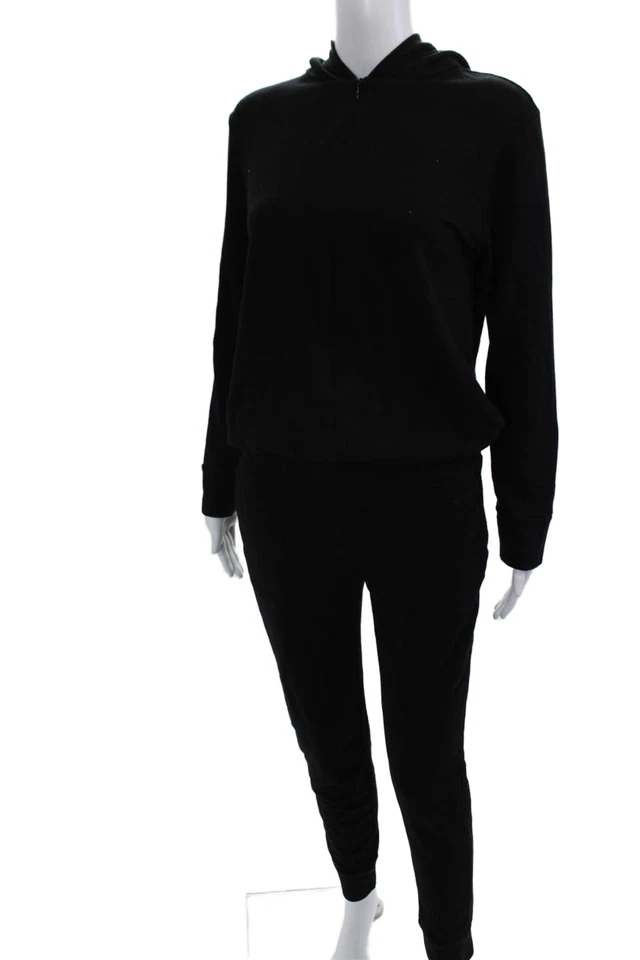 Monrow 女式全拉链连帽衫黑色长袖 M 码 — 第 2/4 张图片