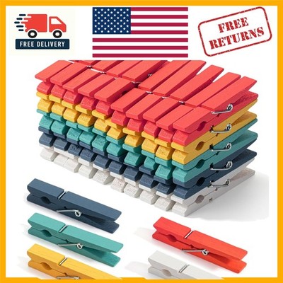 50-Pack 2.9-Inch Natural Wood Clothes Pins - Durable, Colorful Clips for Crafts