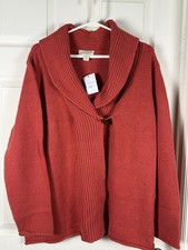 APPLESEEDS SWEATER CARDIGAN AUTUMN ORANGE COTTON WOOL BLEND