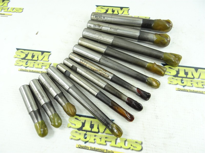 NEW! LOT OF 12 ASSORTED CARBIDE TIPPED END MILLS 3/8" TO 3/4" DIA