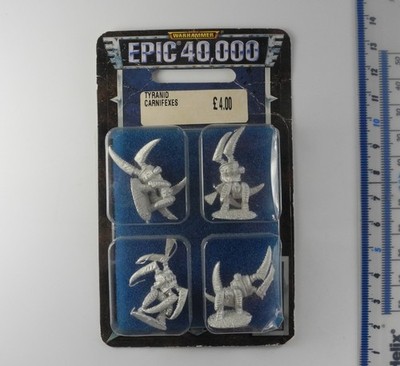 4 Epic 40K TYRANID CARNIFEXES Metal Tyranids Carnifex Army Blister 1990er G4