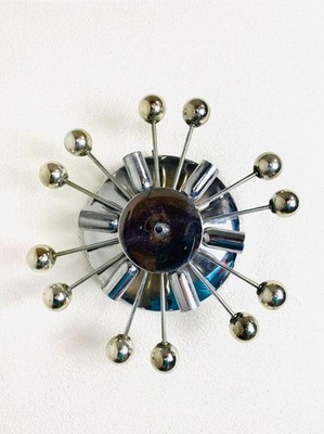 Mid Century Modern Brass Sputnik Sconce, Stilnovo Style Space Age Light Fixture