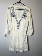 NWT American Eagle Outfitters Floral Embroidered Ivory Boho Tunic Top Size M