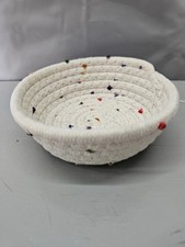 Small Rope Basket Speckled Cotton Coil 6  Diameter New