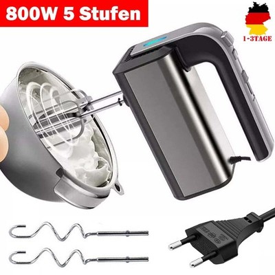 800 Watt Handmixer Handrührgerät Hand Rührer Mixer Edelstahl Zubehör Stabmixer