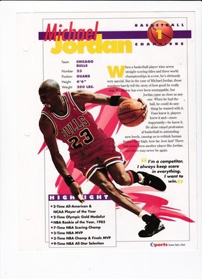 1994 Sports Heroes, Feats & Facts Basketball Champions #1 Michael Jordan