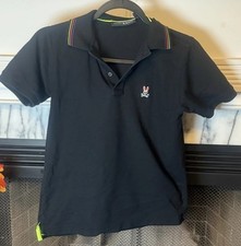 Boy s Black Psycho Bunny Polo Shirt Size 14-16 Lg SKU 247