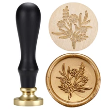 Wildflowers Wax Seal Stamp, Floral Wax Seal Stamp with Vintage Wood Handle for W