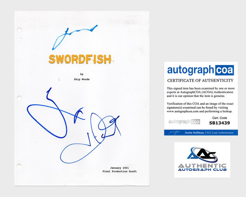 HALLE BERRY, HUGH JACKMAN JOHN TRAVOLTA AUTOGRAPH SIGNED SWORDFISH SCRIPT ACOA