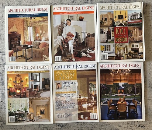 Architectural Digest Magazine 6 Lot Jun 94, Jul 97, Apr & Sep 99, Jun 00, Jan 08 - Picture 1 of 13