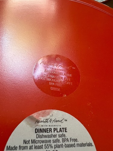 Set of Four (4) Hearth & Hand Melamine Dinner Plates LAYERED PLAID BLUE Orange - Picture 3 of 4