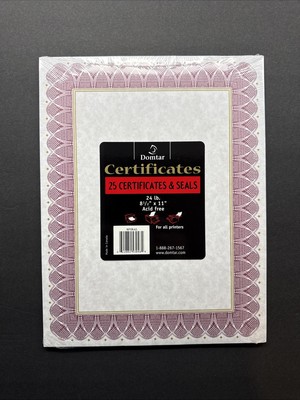 Vintage Domtar RED Award Certificates & Gold Labels 8-1/2x11  25 Pack NEW SEALED