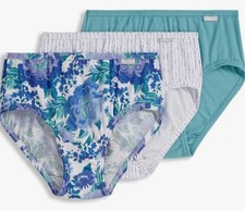 New Jockey Women's size 8 Underwear Elance Cotton Hipsters 3 Pack Floral Blue