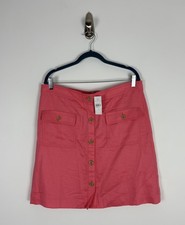Nwt Talbots A-Line Linen Blend Skirt Size 12 Coral Pink Lined Button