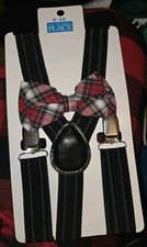 NWT The Children  s Place Boys 6-16 Bow Tie And Suspenders Set plaid
