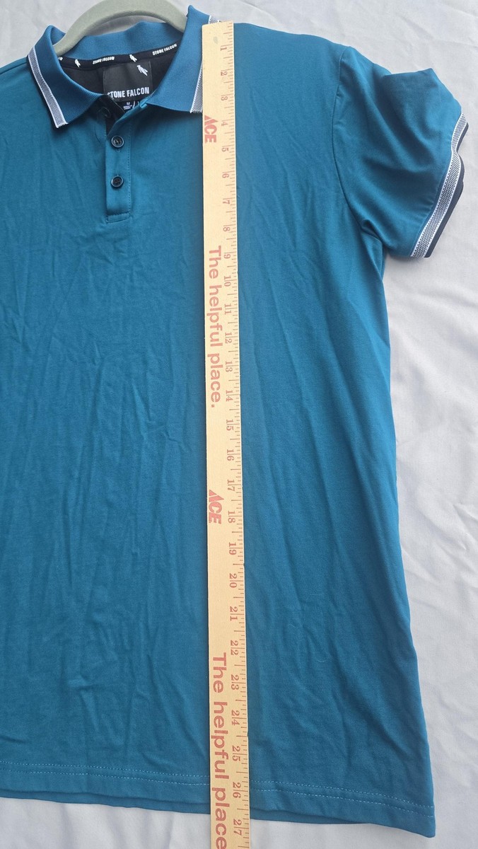 Stone Falcon Golf Polo Shirt Mens Medium Blue Stretch Jersey Logo