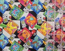 Custom 100 Cotton Woven Fabric Pokemon Pikachu Checker By the 1/4 Yard 9x56