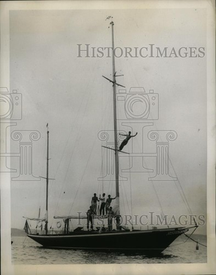 #ad 1939 Press Photo 53 Foot Yawl Boat Tioga Too in Halifax Harbor ney15523 $24.99