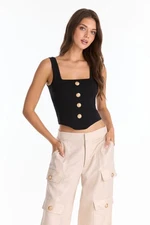 Venus Button Top - Black THE NOLI SHOP