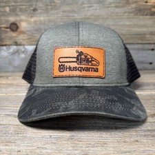 HUSQVARNA CHAINSAW LEATHER PATCH TRUCKER HAT