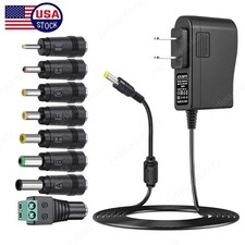 12V 2A Power Supply Regulated DC Power Adapter with 8 Tips, Charger Transformer