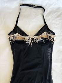 La Perla Black Sheer Lace Mesh Bodysuit XS/XXS B cup