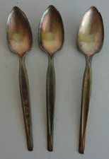 Vintage Set Of 3 Grapefruit Citrus Spoons Silverplate Wm Rogers 6"