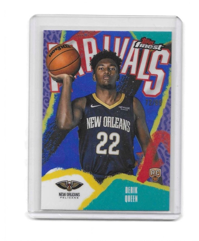 2025-26 Topps Finest Arrivals RC Derik Queen Blue Refractor /99