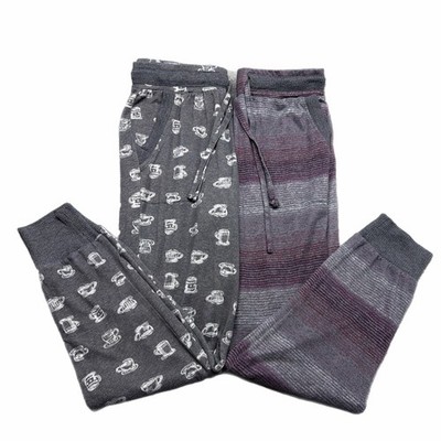 2 pair Joyspun Womens Pajama Pants Size S 4 6 Coffee Cup Stripe Lounge