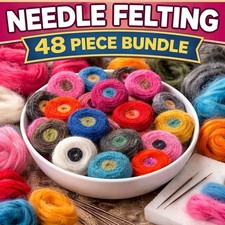 Dimensions Feltworks Needle Felting Wool Swirl 48pc Bundle Multi Color Round