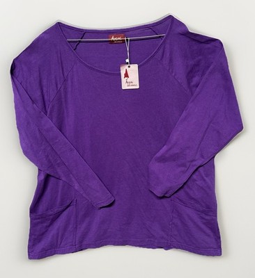 Avani del amour Tee Top Women's Size 1X New Purple Long Sleeve with Pockets