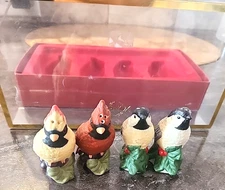Lenox Winter Greetings  Salt & Pepper Shakers Set 4 Cardinals Goldfinchs