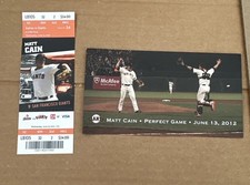 JUNE 13, 2012 MATT CAIN THROWS PERFECT GAME (#22) ASTROS VS. SF GIANTS TICKET