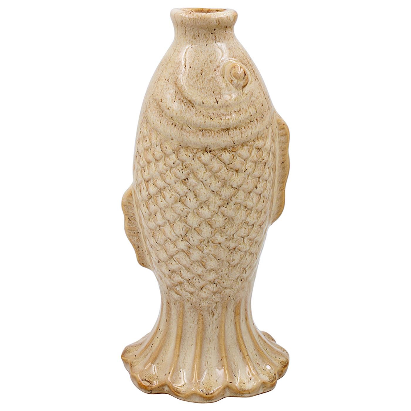 Leonardo Collection Ceramic Fish Vase Upright Cream 28cm