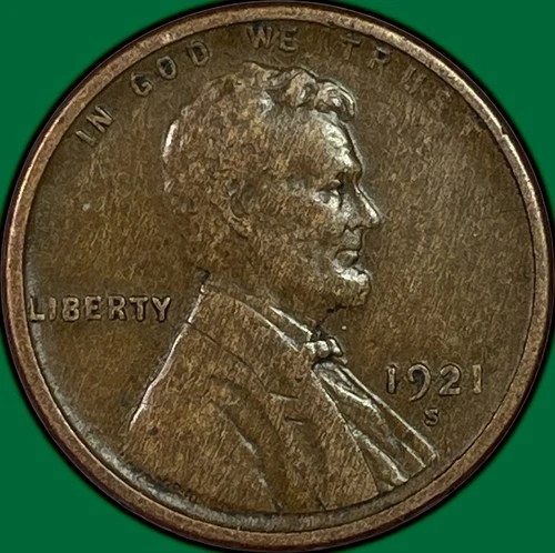 1921-S Lincoln Wheat Cent Choice Very Fine VF+ Coin #34231